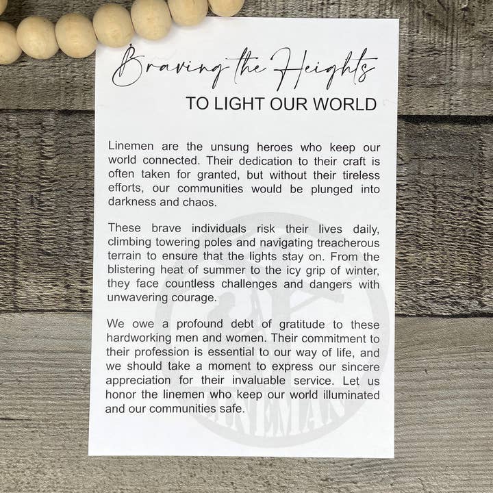 Harris Girl Creations - Wholesale Keepsake Coin/Token - Lineman-Braving the Heights Story Card Charm3