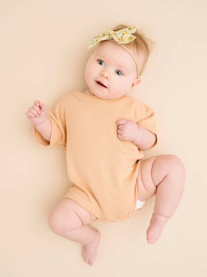 Sand Dune Waffle Pocket Romper for wholesale by Little One Shop