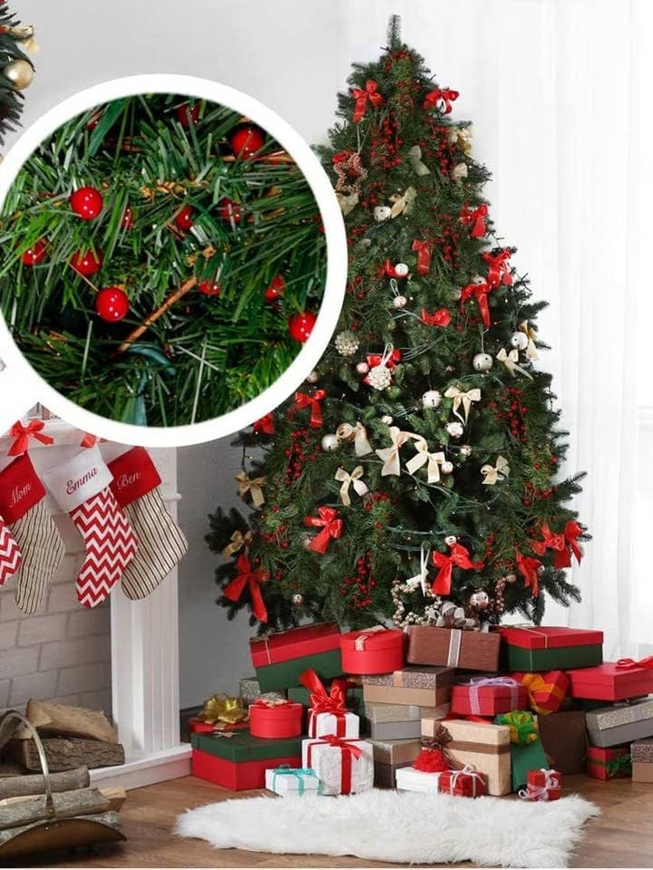 Set Of 24 Red Holly Berry Stem Pick 17-Inch 35 Berry for wholesale by Larksilk