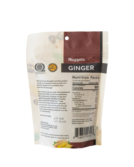 Pacific Resources – Großhandel Bonbons – Manuka-Honig & Ingwer-Nuggets 85 g1