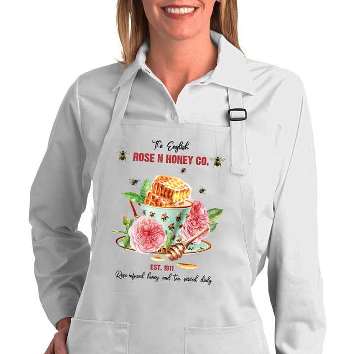 Taça de Chá Inglês Rosa & Mel Flores Avental de Algodão por atacado de Avery Lane Gifts