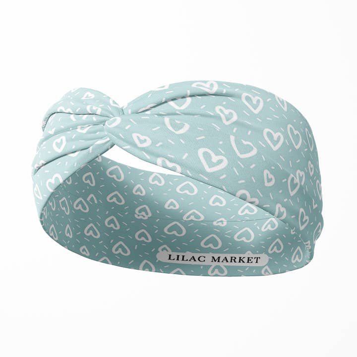 Saupoudré d'amour sur bleu pour la vente par Lilac Market Headbands