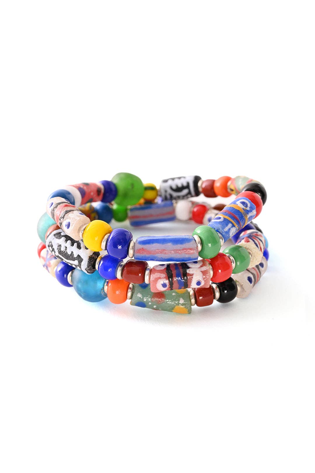 Swahili | AFRICAN MODERN - Wholesale Beaded Bracelet - Colorful Krobo Glass Trade Bead Bracelet - Assorted1