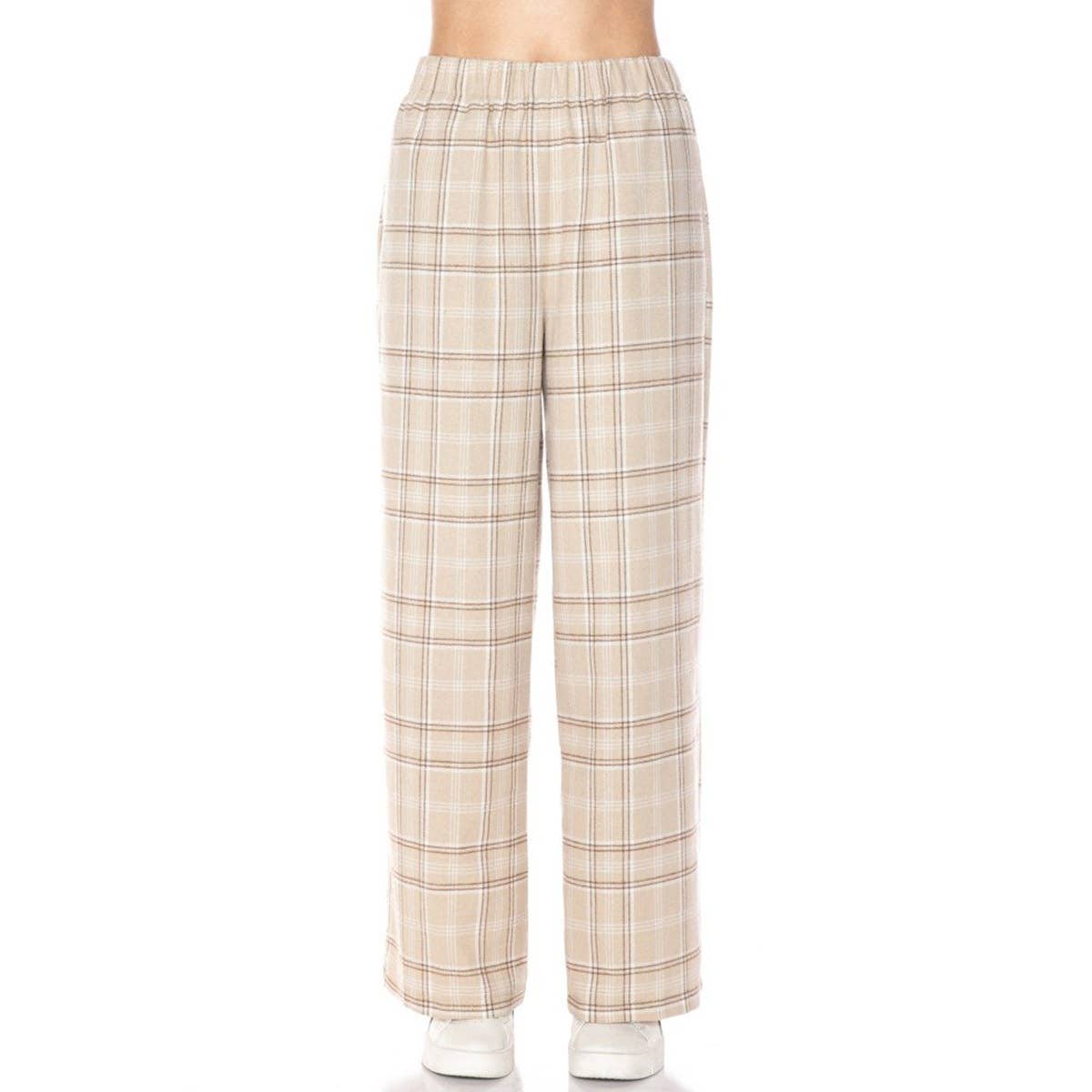 Timeless - Wholesale Pants - Women's - PLAID FLANNEL ELASTIC WAIST POCKETS PAJAMA PANTS 1