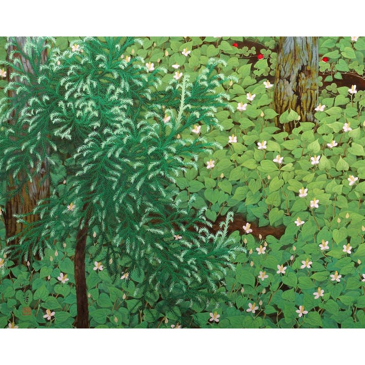 Rock Paper Scissors Wall Art - Wholesale Art Print - Vintage fantasy forest art print | Weasel in wild strawberry patch | Tree and nature wall art | Katayama Bokuyo | Asian artist3