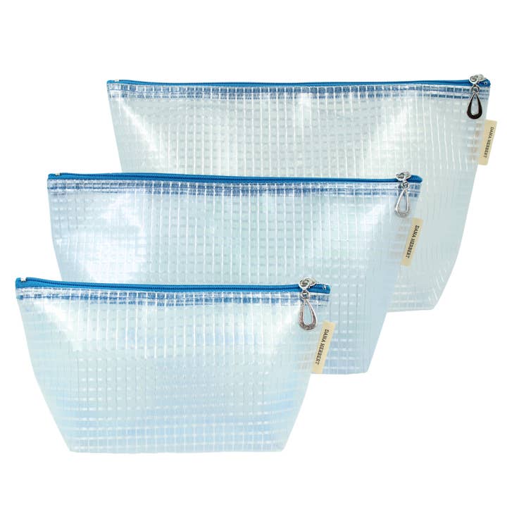 Dana Herbert – bolsa de maquilhagem e cosméticos por atacado – Conjunto de Bolsas de Maquilhagem em Vinil com Padrão de Grade - P, M, + G (Poupe 2$!)2