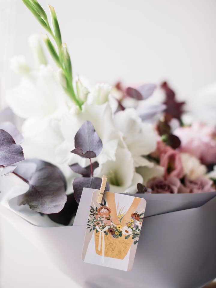 Mini single card 6x9 cm 'Flower basket' for wholesale by Printfluence.me