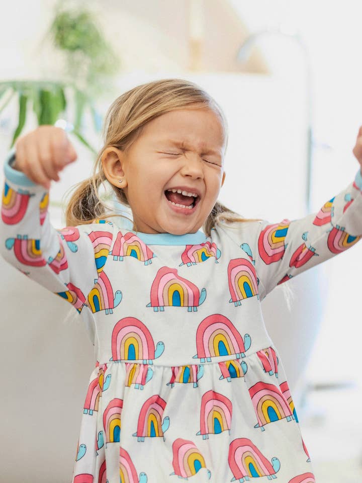 Ameelo – Engroshandel Kjole - Børn – Økologisk bomuld Emma kjole - Regnbue Skildpadde10