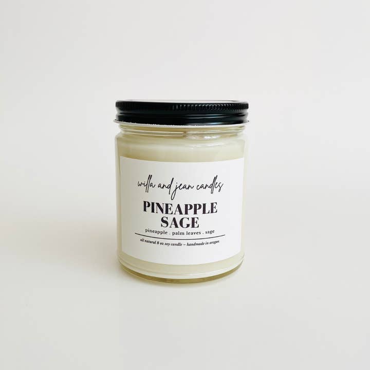 Willa and Jean Candles - Vendita all'ingrosso Candela in vasetto - Salvia all'ananas 8 oz
