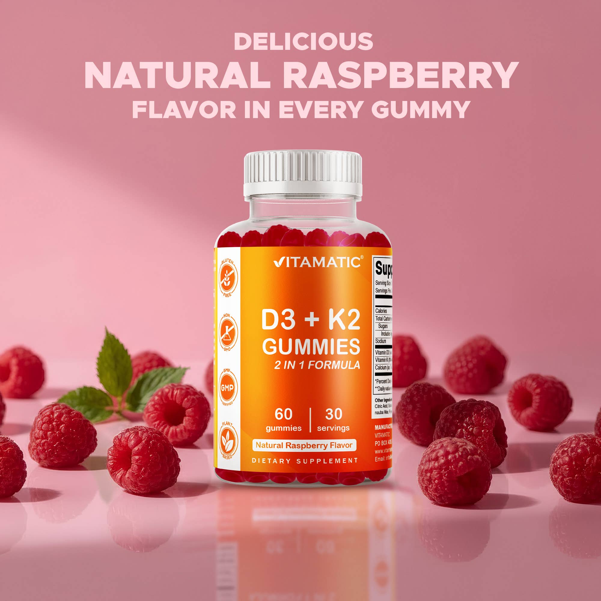 Vitamatic – wholesale Oral supplement/vitamin – Vitamatic D3 K2 | 60 Vegan Gummies6