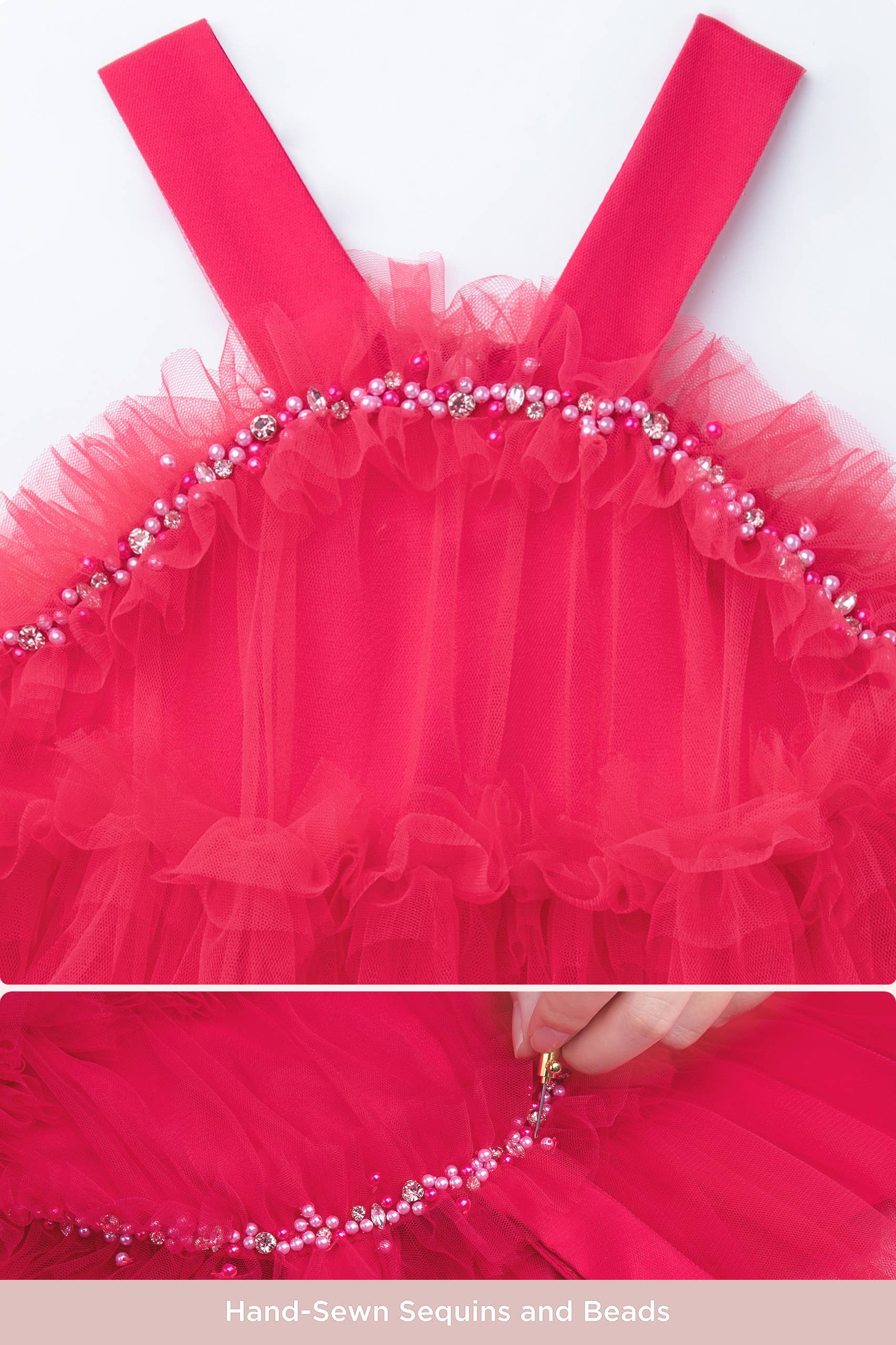 Tutuland - Vente Robe – enfant - Robe de fête d'anniversaire en tulle à col nu et perles8