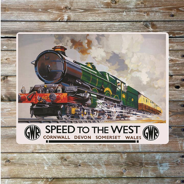 The British Metal Signs Company - Wholesale Sign - Gwr Railway Train Steam Engine vintage Metal Sign Plaque