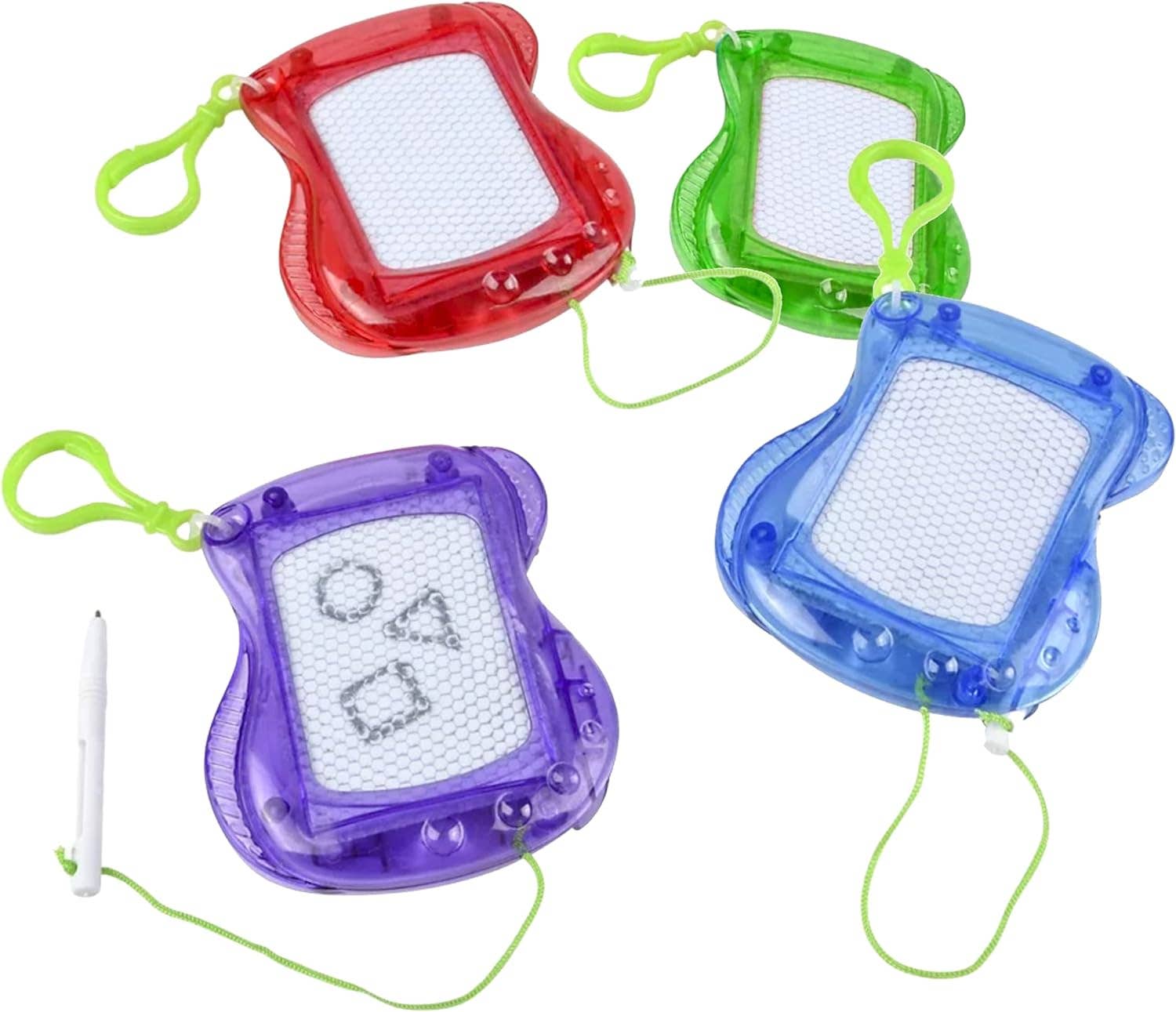 4E's Novelty - Vente Planche à dessin – enfant et bébé - Lot de 12 mini-tableaux à dessin - Effaçables, avec clip porte-clés, petits cadeaux pour enfants7