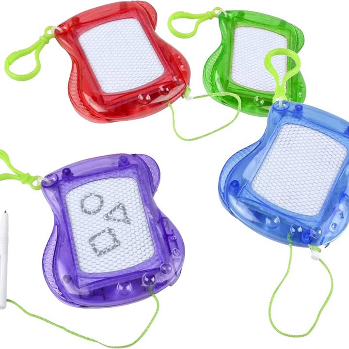 4E's Novelty - Vente Planche à dessin – enfant et bébé - Lot de 12 mini-tableaux à dessin - Effaçables, avec clip porte-clés, petits cadeaux pour enfants7