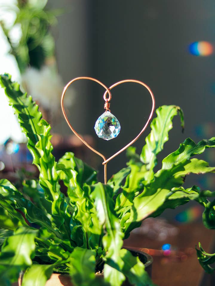 COPPER HEART Plant Stake Sun Catcher for wholesale by Till and Prism