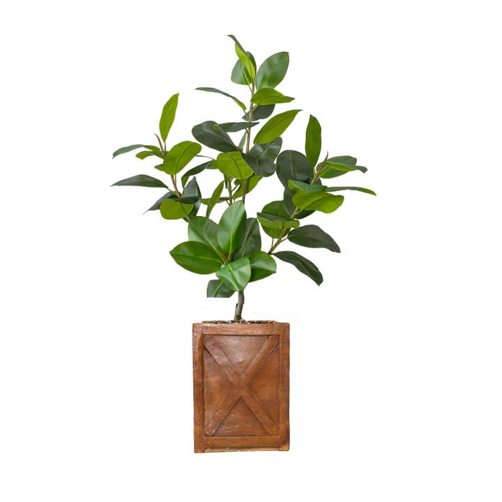 Real Touch 63" Fake Rubber Tree In A Fiberstone Planter for wholesale by Vintage Home