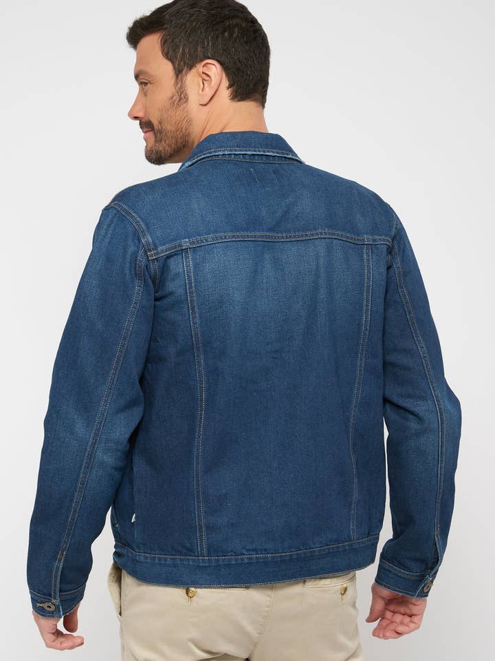 Recycled denim jacket - Dark tone for wholesale on Faire2