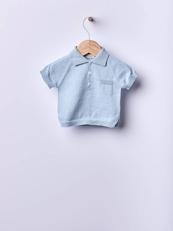 Polo sweater knitted in organic cotton | PURE FEELINGS for wholesale by Wedoble: sustainable children's fashion