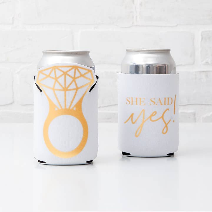 Weddingstar Inc. - Wholesale Drink Huggers & Koozies - Neoprene Foam Drink Holder - She Said Yes1