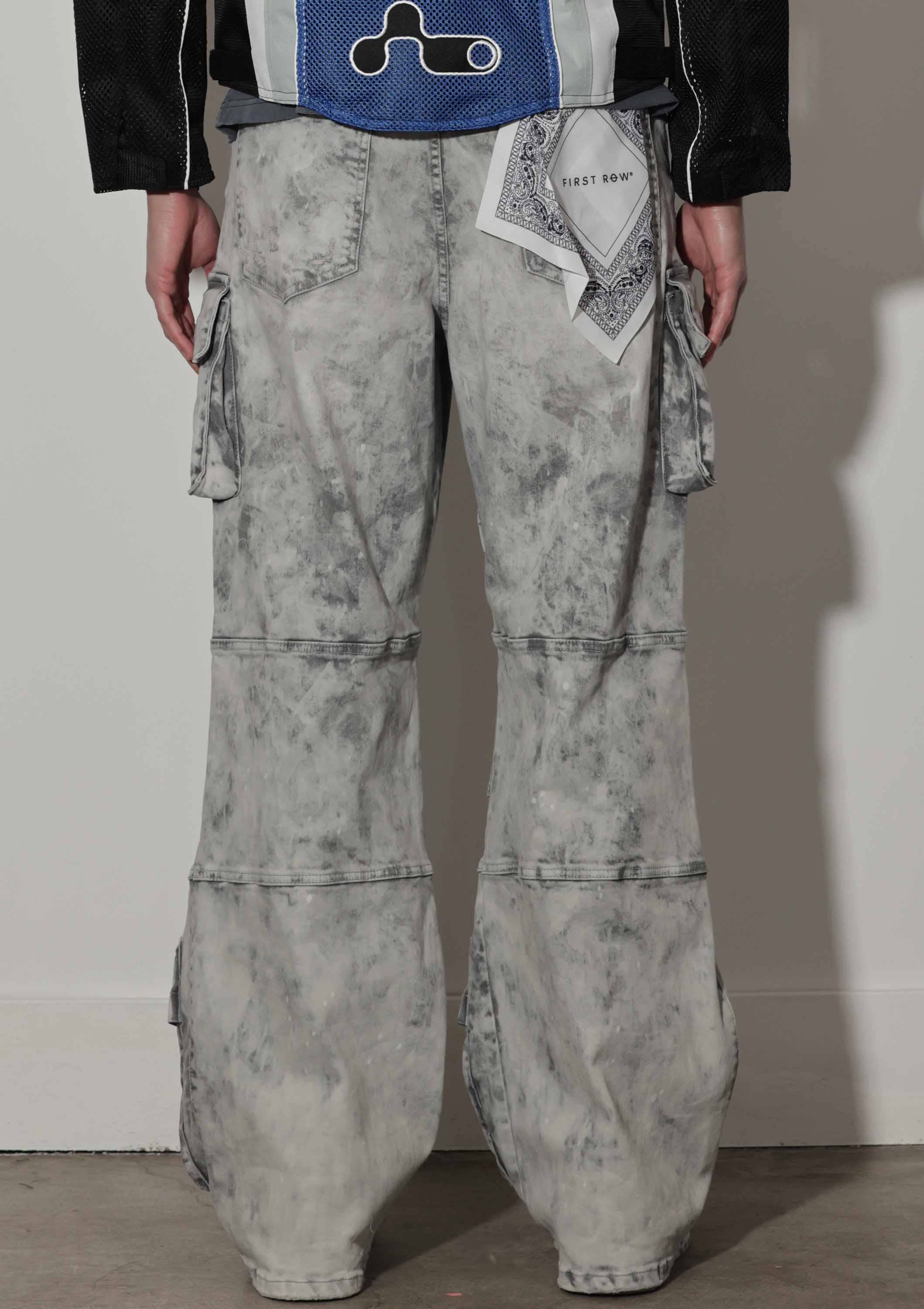 First Row - Vente Jean – homme - Pantalon cargo en denim large Y2K avec poches utilitaires5