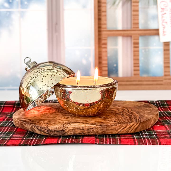 Spirit Glow Home & Body Essentials - Wholesale Candle Holder - *New* Speckled Glass Christmas Ornament Jar Candle 6