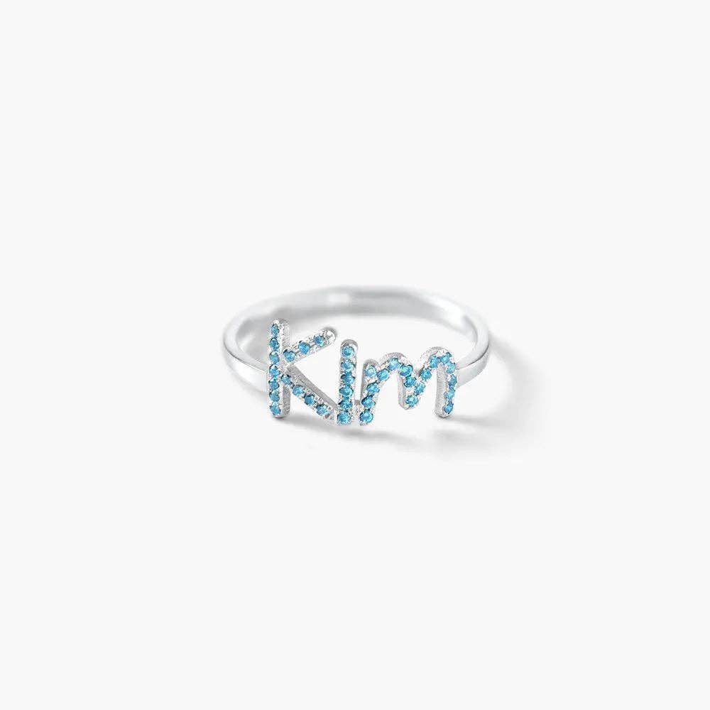 Maiden-Art MindfulChic Fashion – wholesale Multi-stone ring – 925 Sterling Silver Swarovski Stone Name Ring - Swarovski stone ring0