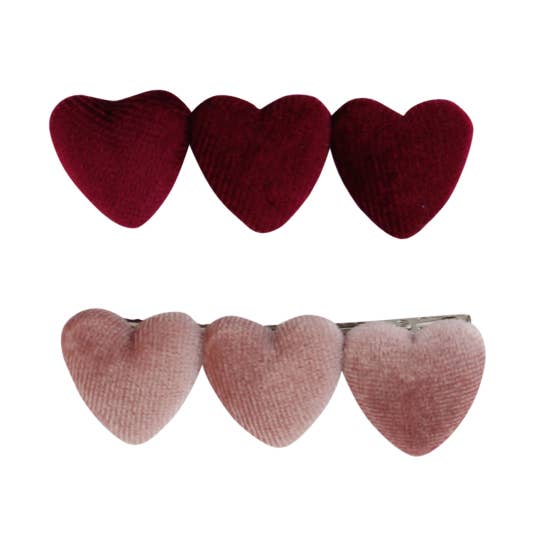 Clip de terciopelo triple corazón para venta al por mayor de Bows Arts