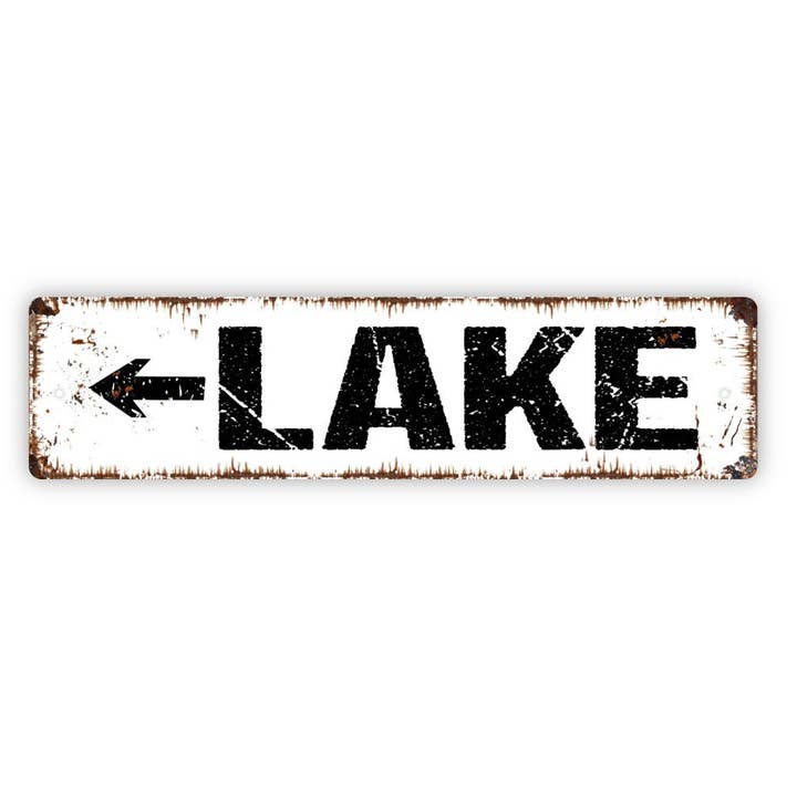 Black Hills Wildwoods - Wholesale Sign - Lake With Arrow Sign - This Way To The Lake Boat Dock Cabin