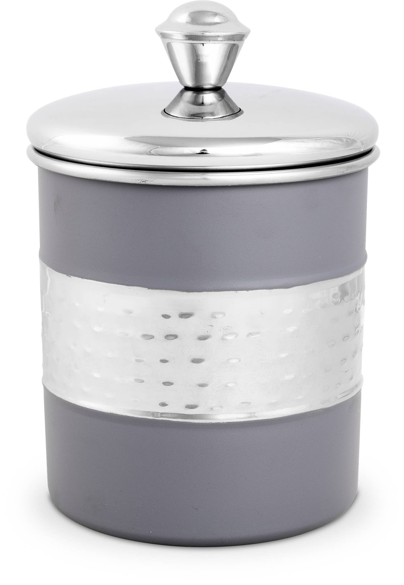 Lexi Home - Wholesale Canister Set - 3-Piece Nested Gray & Stainless Steel Hammered Canister Set3
