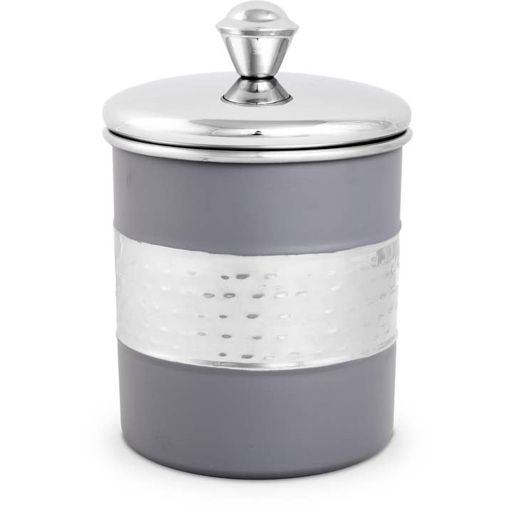 Lexi Home - Wholesale Canister Set - 3-Piece Nested Gray & Stainless Steel Hammered Canister Set3