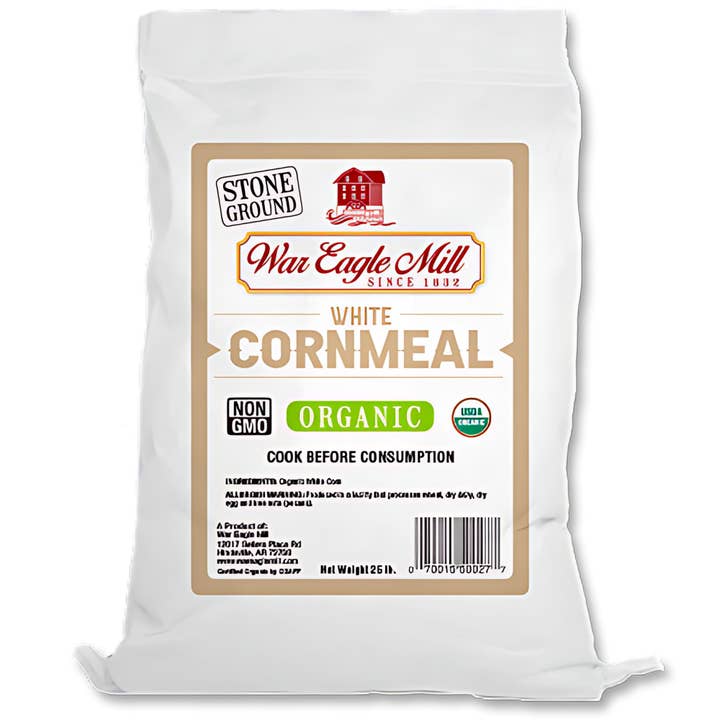 War Eagle Mill Food Group - Wholesale Cornmeal - Organic White Cornmeal, 25 lb Bag