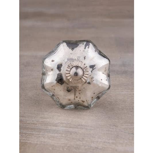 KNOBCO - Wholesale Deurkruk/knop - Zilveren kwikglazen knop, kastknoppen en ladetrekkers, bezoedeld zilveren kwikglas, vintage antieke dressoirknoppen in meloenstijl4