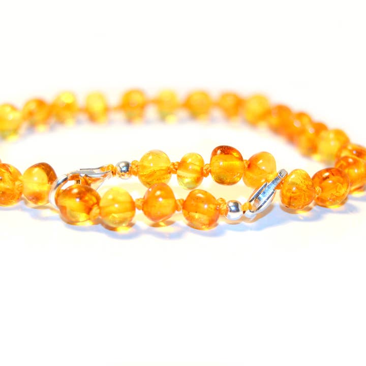 Tornozeleira âmbar polido barroco mel para adulto com fecho de prata esterlina 925 por atacado de The Natural Amber