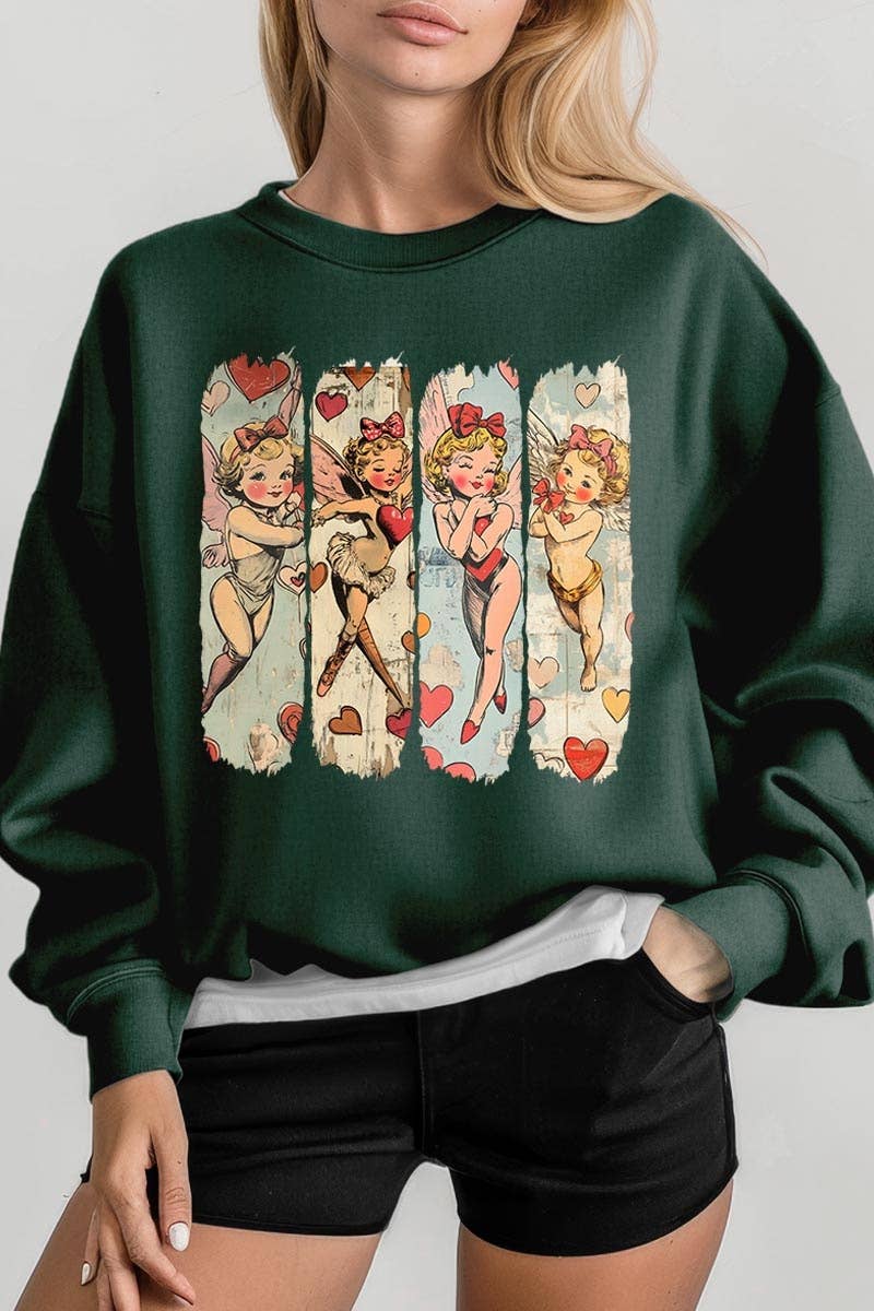 COLORBEAR - Wholesale T-Shirt (Graphic) - Unisex - Retro Cupid Graphic Fleece Sweatshirt11