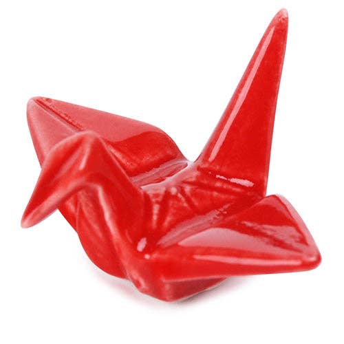 Supporto per bacchette in porcellana Origami Crane 2" L rosso per la vendita all'ingrosso da parte di Urban Tokyo