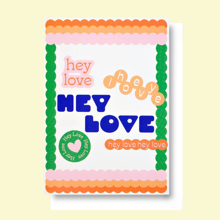 Sticker Hey Love Card for wholesale by Good Thanks Paper
