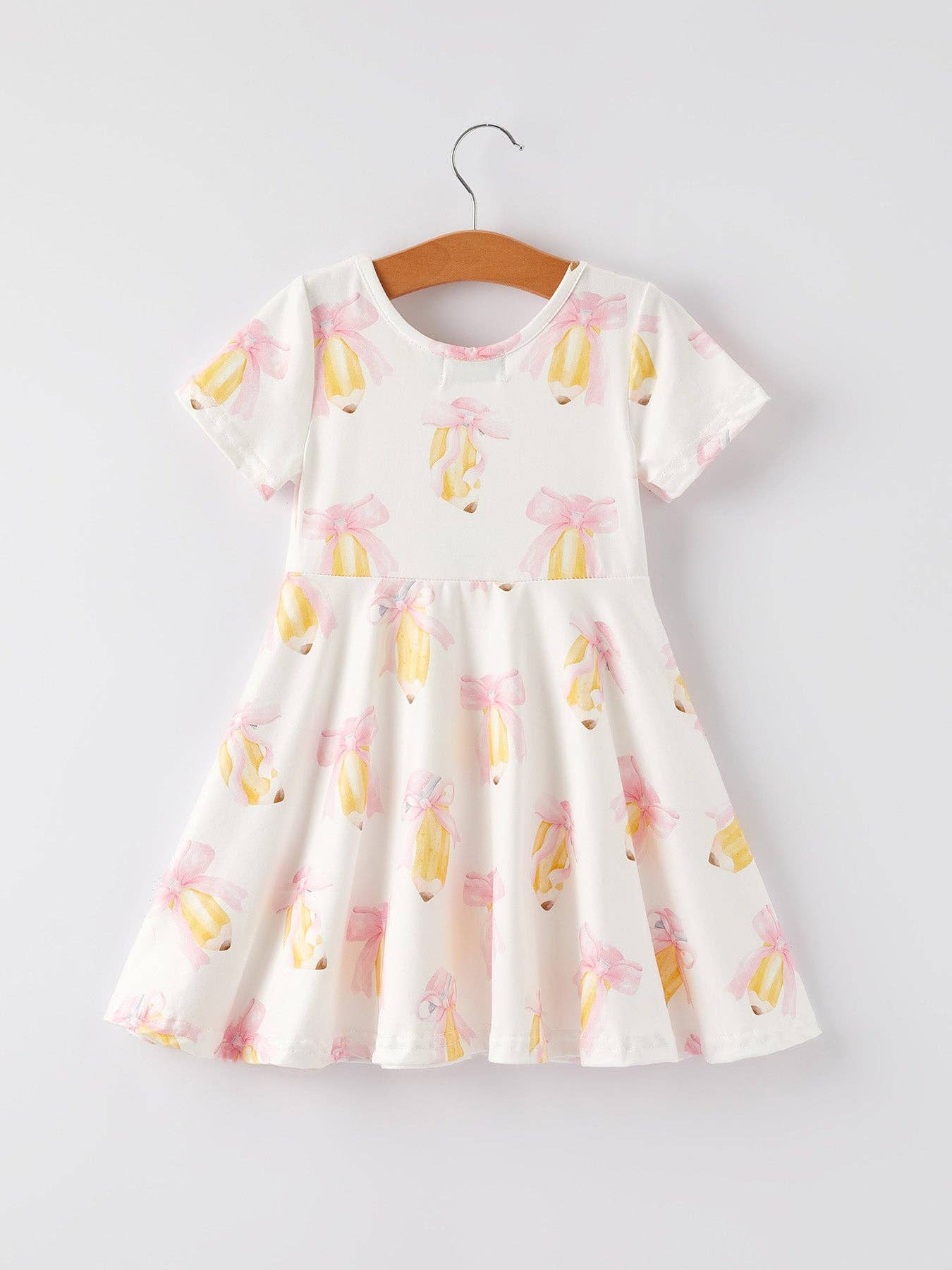 Rylee Faith Designs - Wholesale Dress - Kids - Back to School Bow Pencil Print Girls Dress1