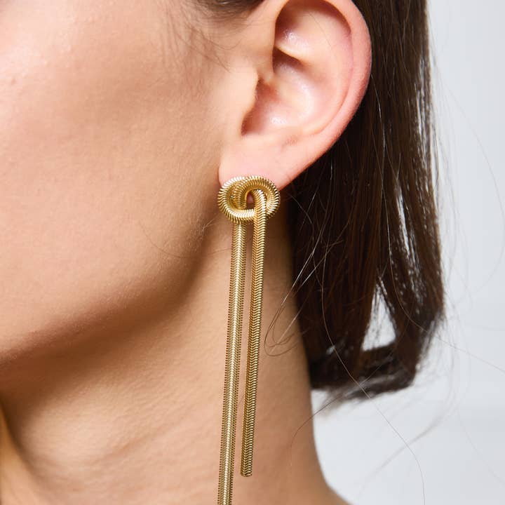 Gold 124AQ213 stainless steel bow earrings for wholesale on Faire