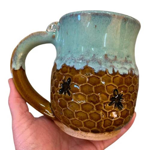 AMG Pottery - Wholesale Coffee mug - Bee Mug - Handmade Pottery1