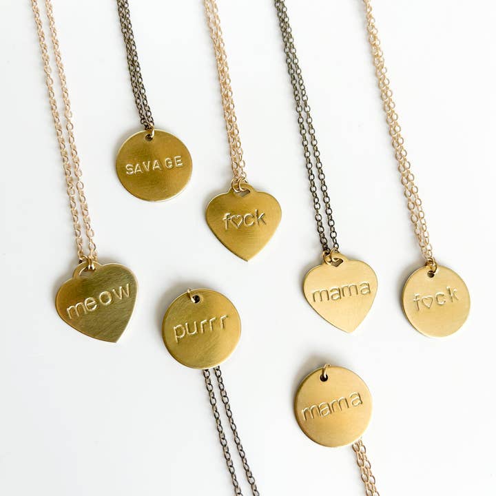 Grey Theory Mill - Wholesale Pendant/Charm Necklace - Custom Stamped Necklace-- Heart or Circle Tag **NEW CHAIN**