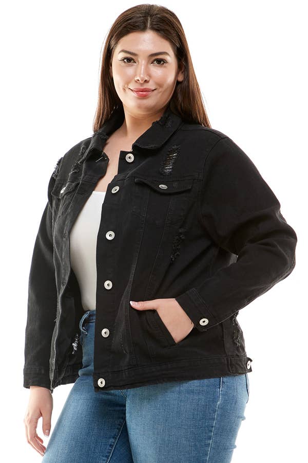 Veracci - Wholesale Denim Jacket - Women's - Plus Size Button-Front Stretch Denim Jacket2