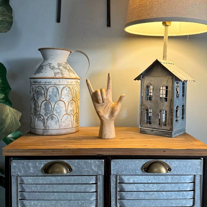 Zeckos - Wholesale Decorative Tabletop Object - Wooden Sign Language I Love You Hand Gesture Statue 7.75"