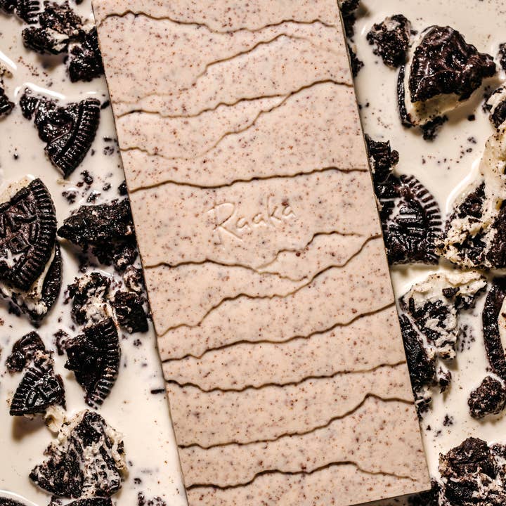 Raaka Chocolate - Wholesale Chocolate Bar - 31% Cookies & Cream Vegan White Chocolate Bar1