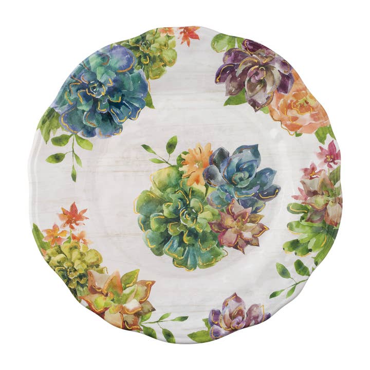 Succulents 11" Melamine Plate for wholesale by Supreme Housewares
