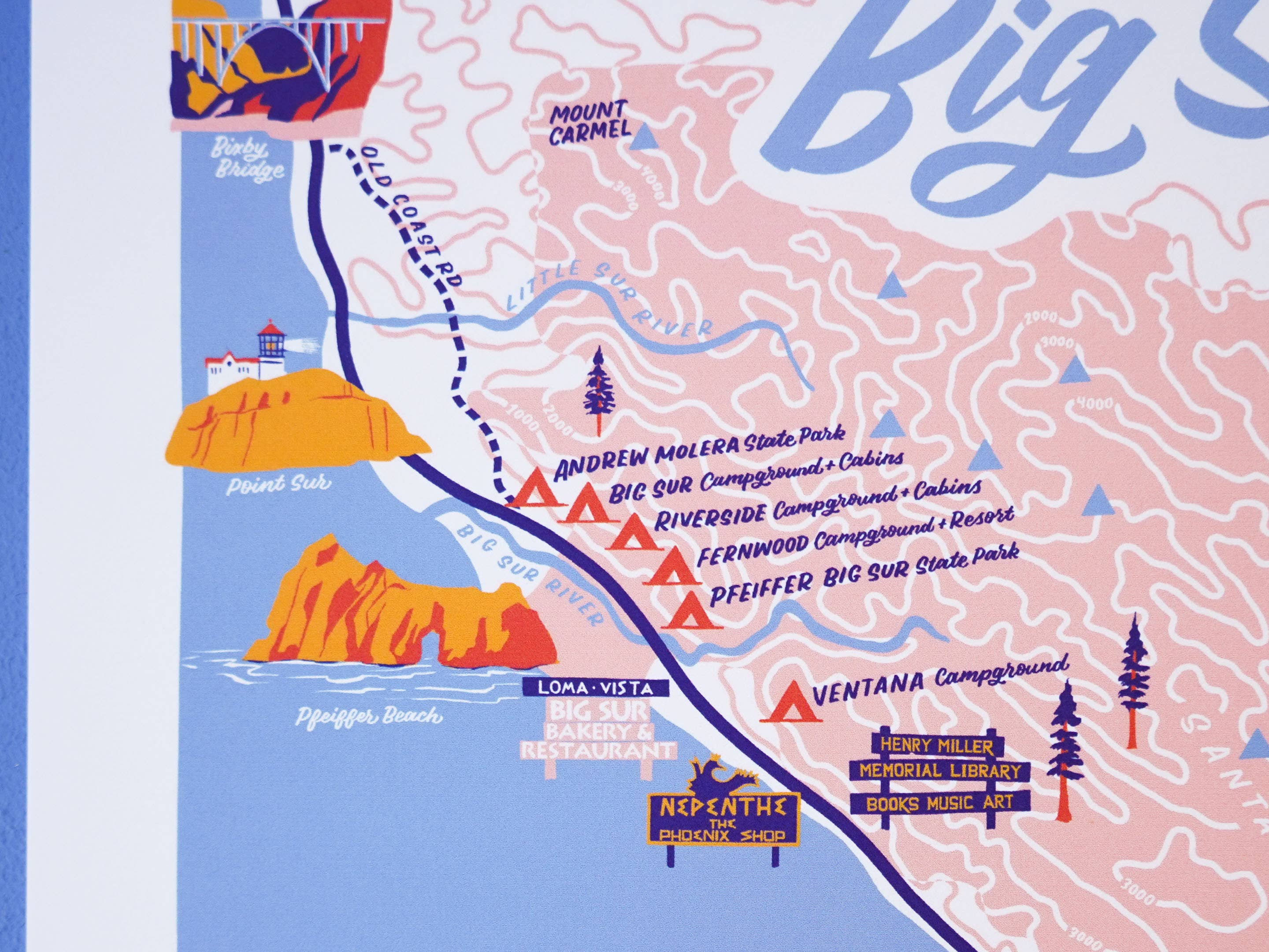 Little Known Goods - Wholesale Map - Big Sur California Map4