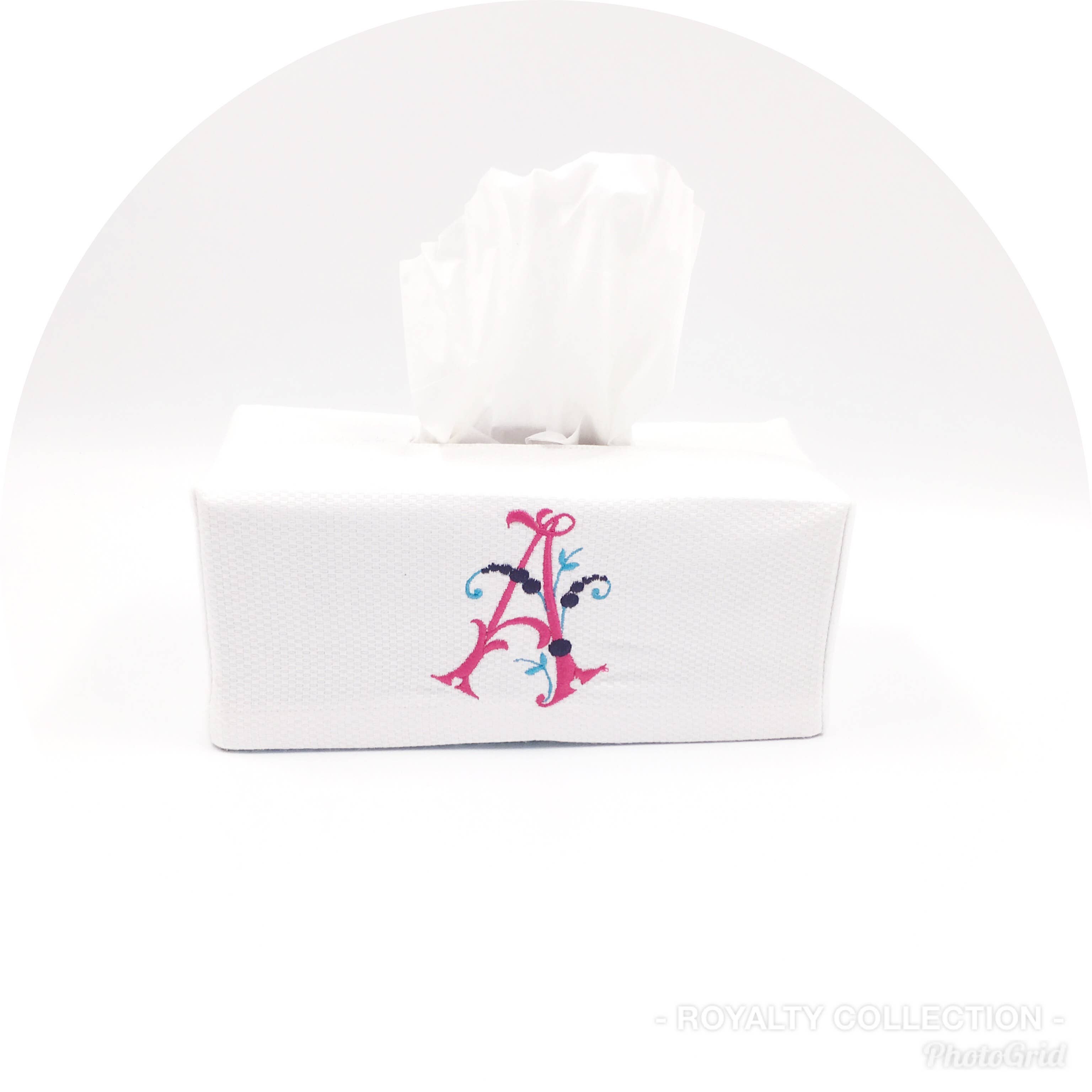 THE ROYALTY COLLECTION - Wholesale Tissue Box - White Cotton Pique Rectangle Tissue Box Cover