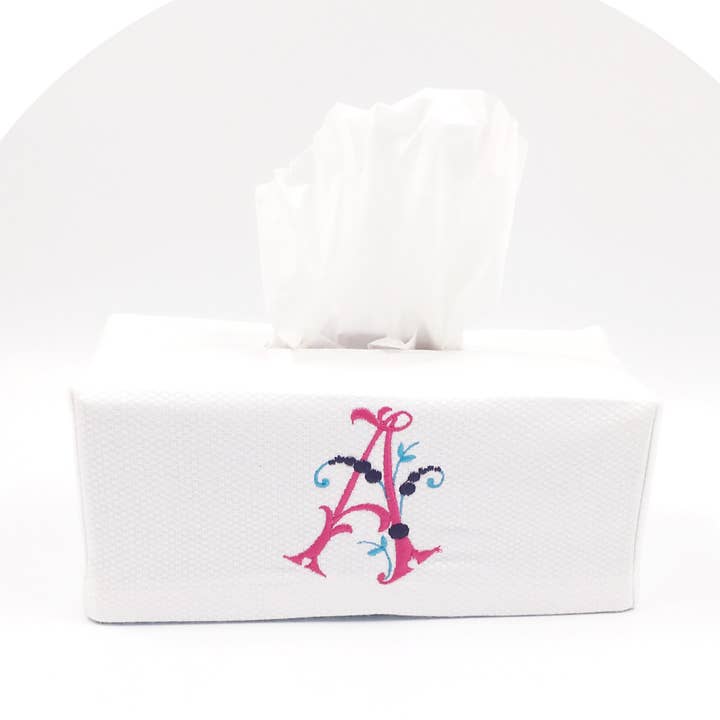 Funda de caja de pañuelos rectangular de piqué de algodón blanco para venta al por mayor de THE ROYALTY COLLECTION