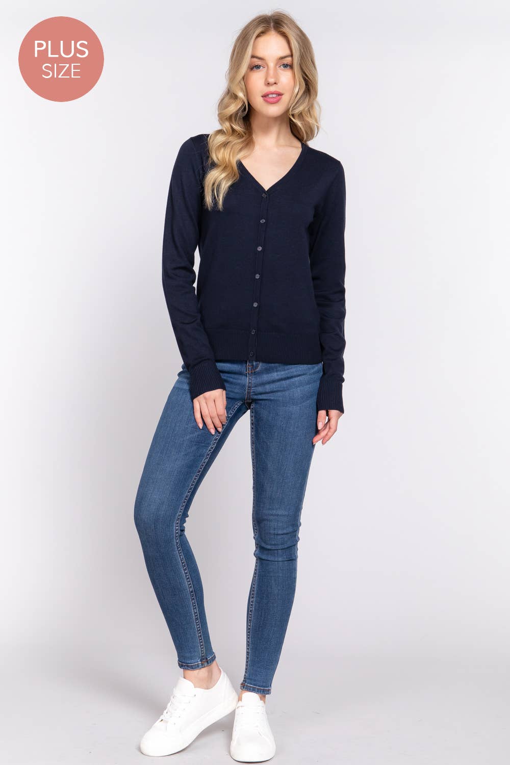 Active Basic | Active USA - Vendita all'ingrosso Cardigan - Donna - [TAGLIA FORTE] Cardigan Maglione con Scollo a V e Bottoni a Maniche Lunghe23