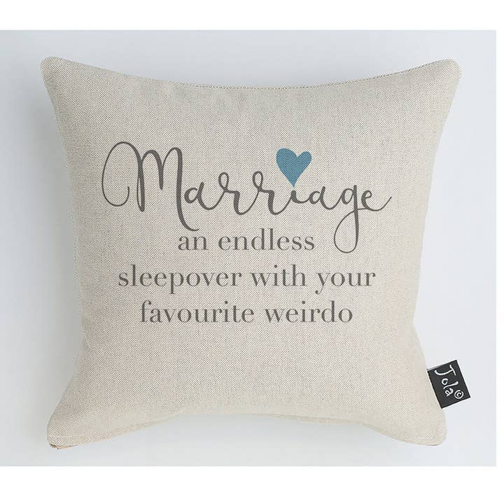 Marriage Sleepover Blue Heart Cushion for wholesale by Jola Designs