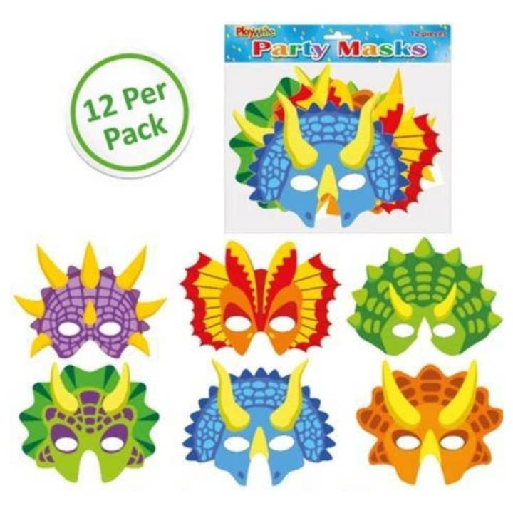 Dinosaur Masks 12 Pack for wholesale by Kids Party Craft